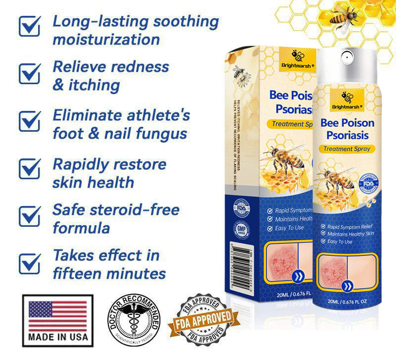 ⭐ Brightmarsh® Bee Poison Psoriasis Treatment Spray 🐝 LIMITED OFFER 60% OFF 💛
