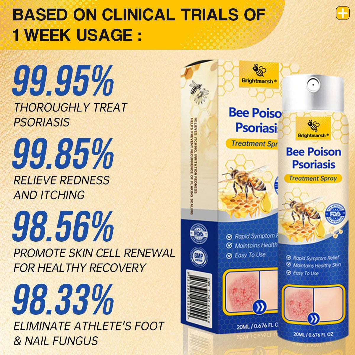 ⭐ Brightmarsh® Bee Poison Psoriasis Treatment Spray 🐝 LIMITED OFFER 60% OFF 💛