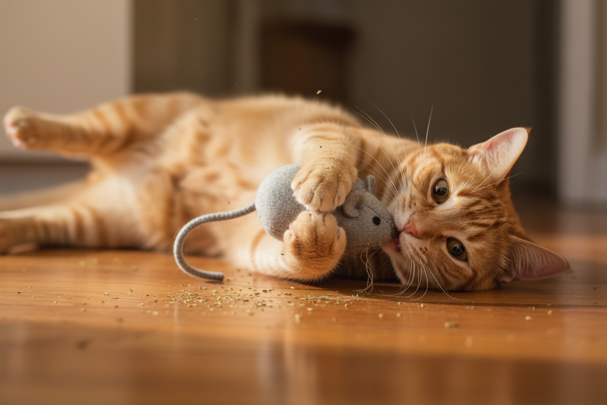 Orange Cat Bunny Kicking