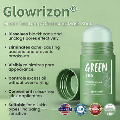 Glowrizon®  Green Tea Deep Cleansing Mask Stick (𝟟𝟘% 𝕆𝔽𝔽 𝗘𝗡𝗗𝗦 𝗜𝗡 𝟭𝟬 𝗠𝗜𝗡𝗨𝗧𝗘𝗦)