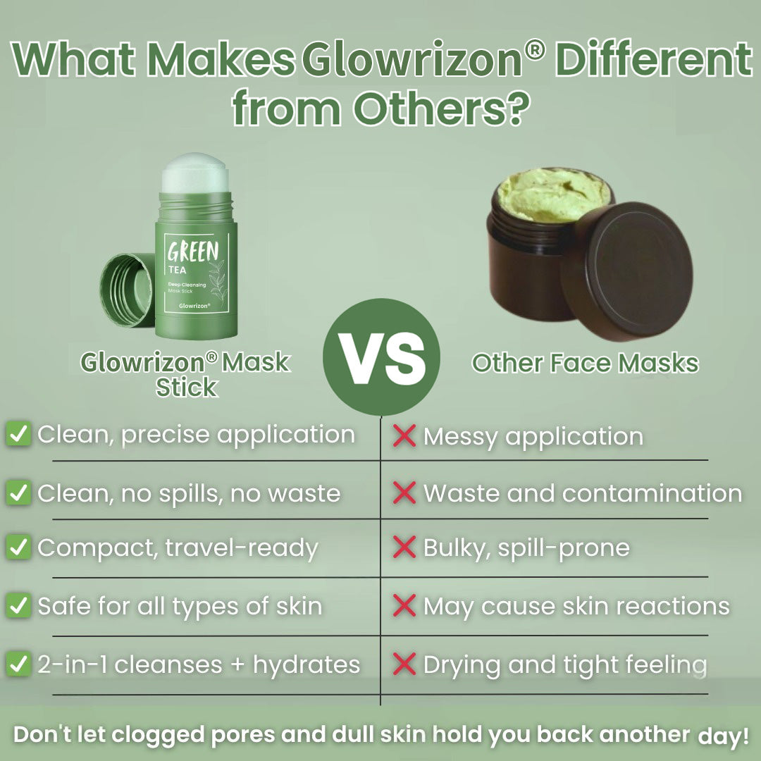 Glowrizon®  Green Tea Deep Cleansing Mask Stick (𝟟𝟘% 𝕆𝔽𝔽 𝗘𝗡𝗗𝗦 𝗜𝗡 𝟭𝟬 𝗠𝗜𝗡𝗨𝗧𝗘𝗦)