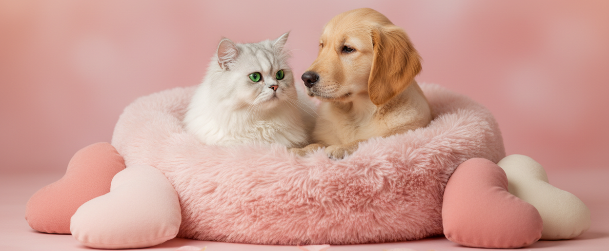 Cat and Dog Pink Setting