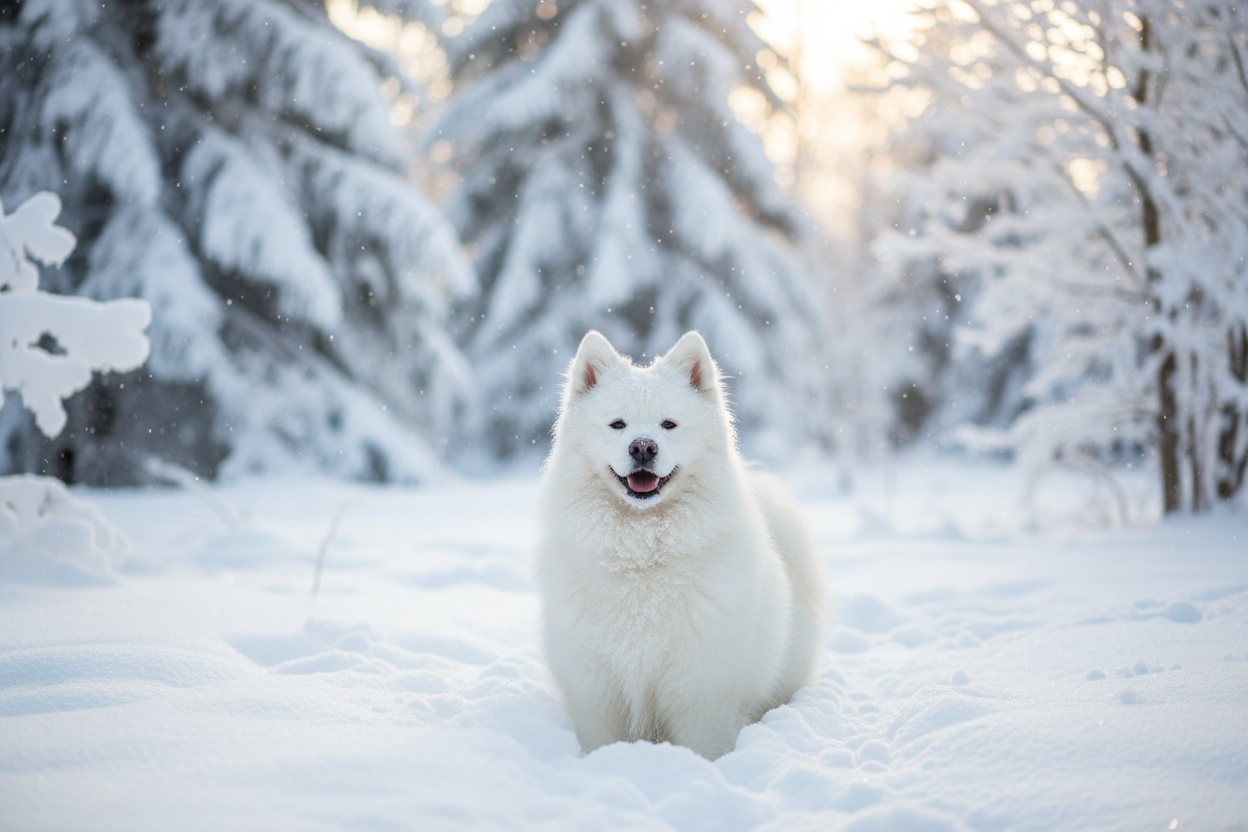 Samoyed in Snow