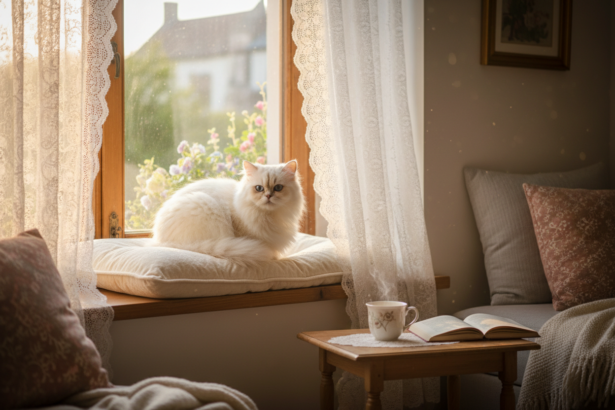 White Cat on Windowsill